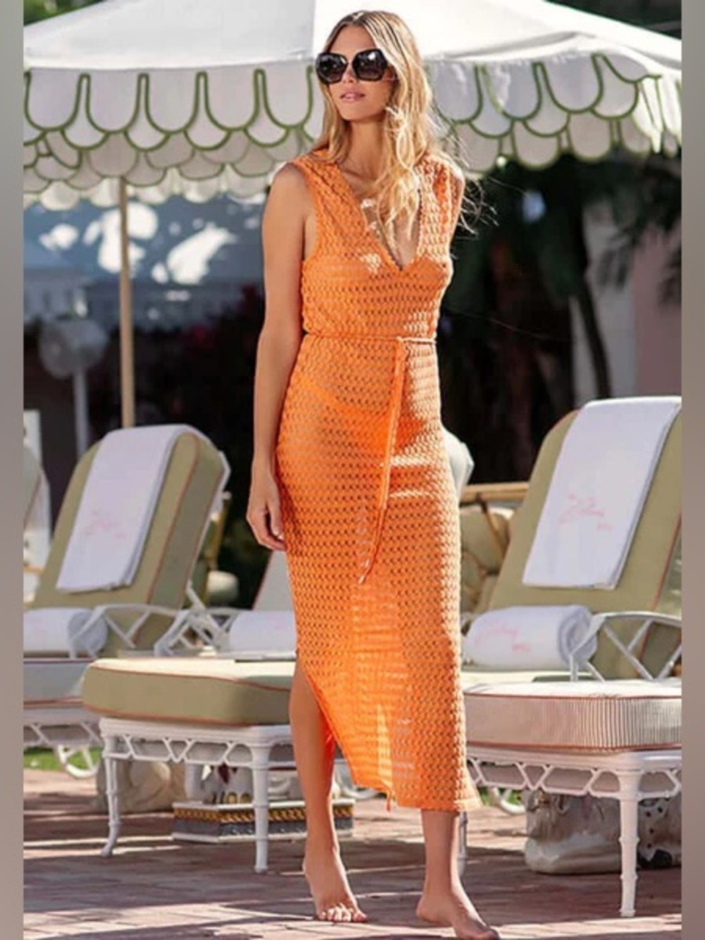 NEW MELISSA ODABASH Annabel Crochet Dress Cover up Orange size xs